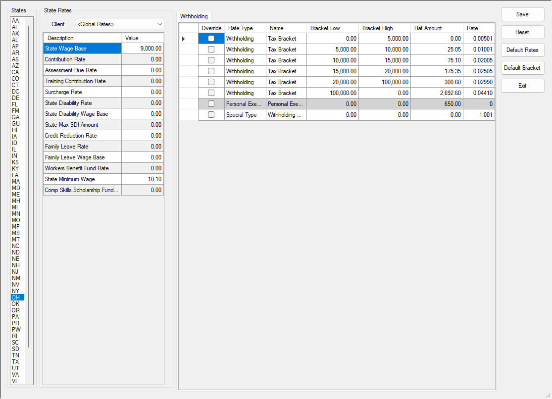 state rates and withholding screen